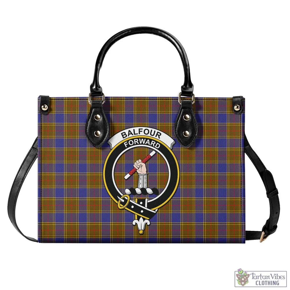 Balfour Tartan Luxury Leather Handbags with Family Crest