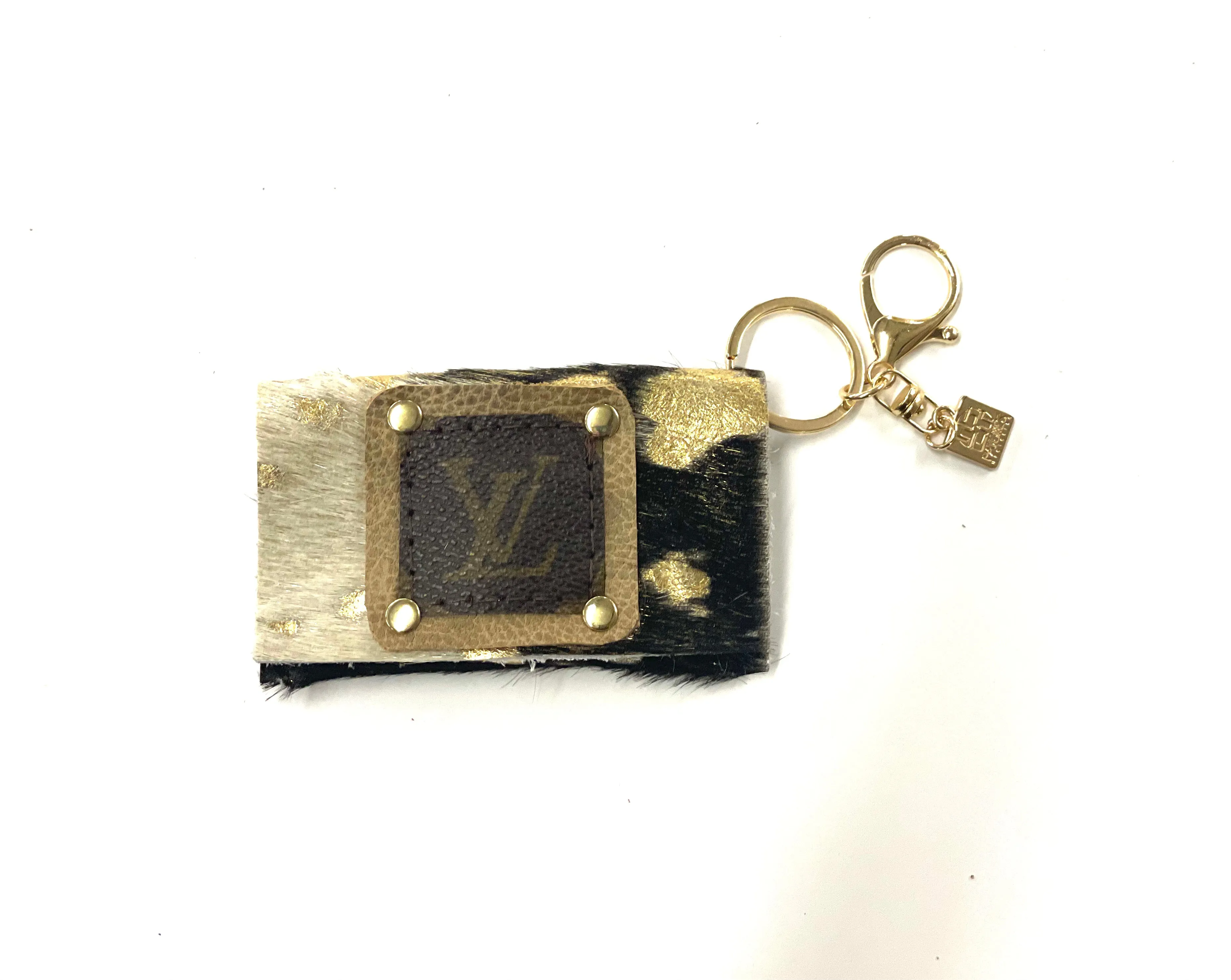 Cardholder in acid gold with LV patch