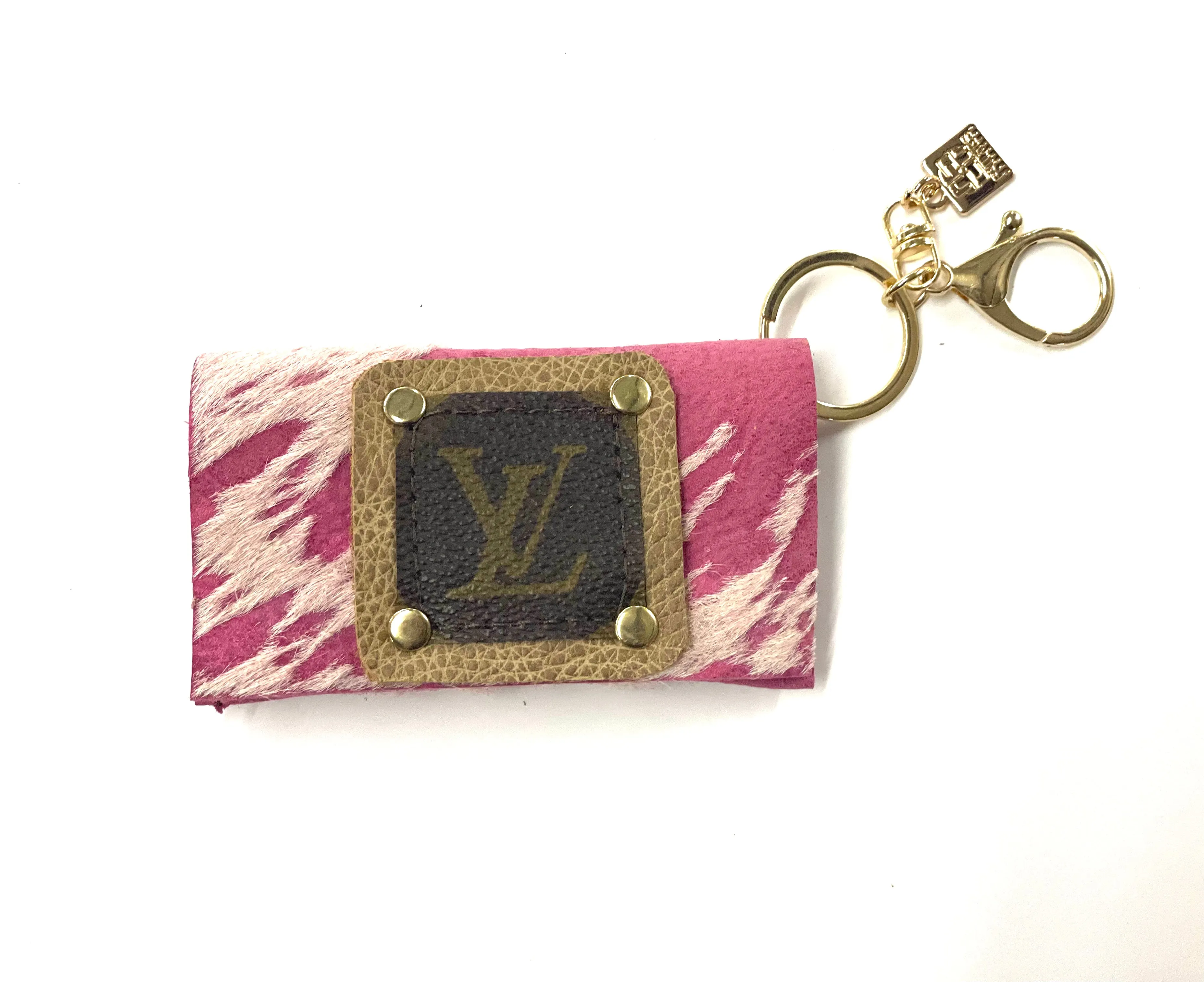 Cardholder  pink acid with LV patch