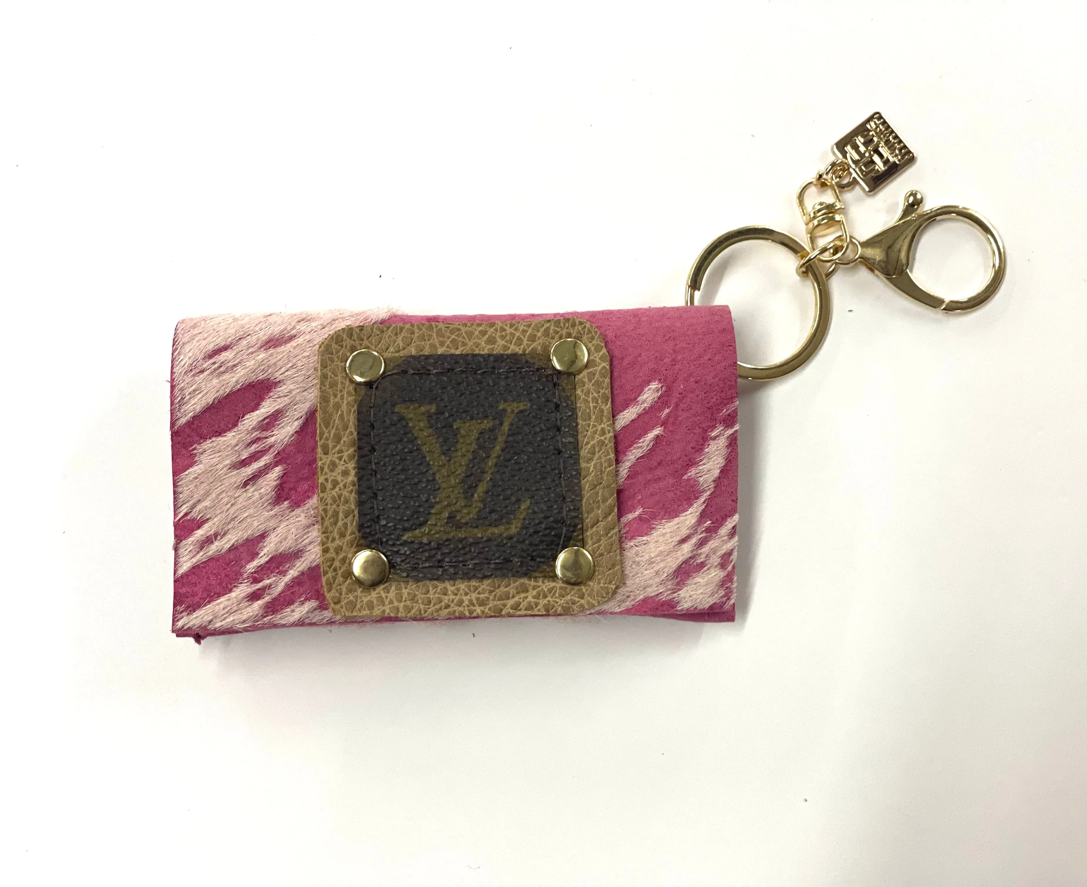 Cardholder  pink acid with LV patch