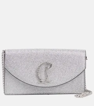 Christian Louboutin Loubi54 glitter leather clutch