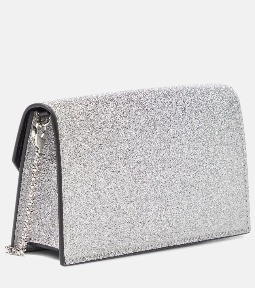 Christian Louboutin Loubi54 glitter leather clutch