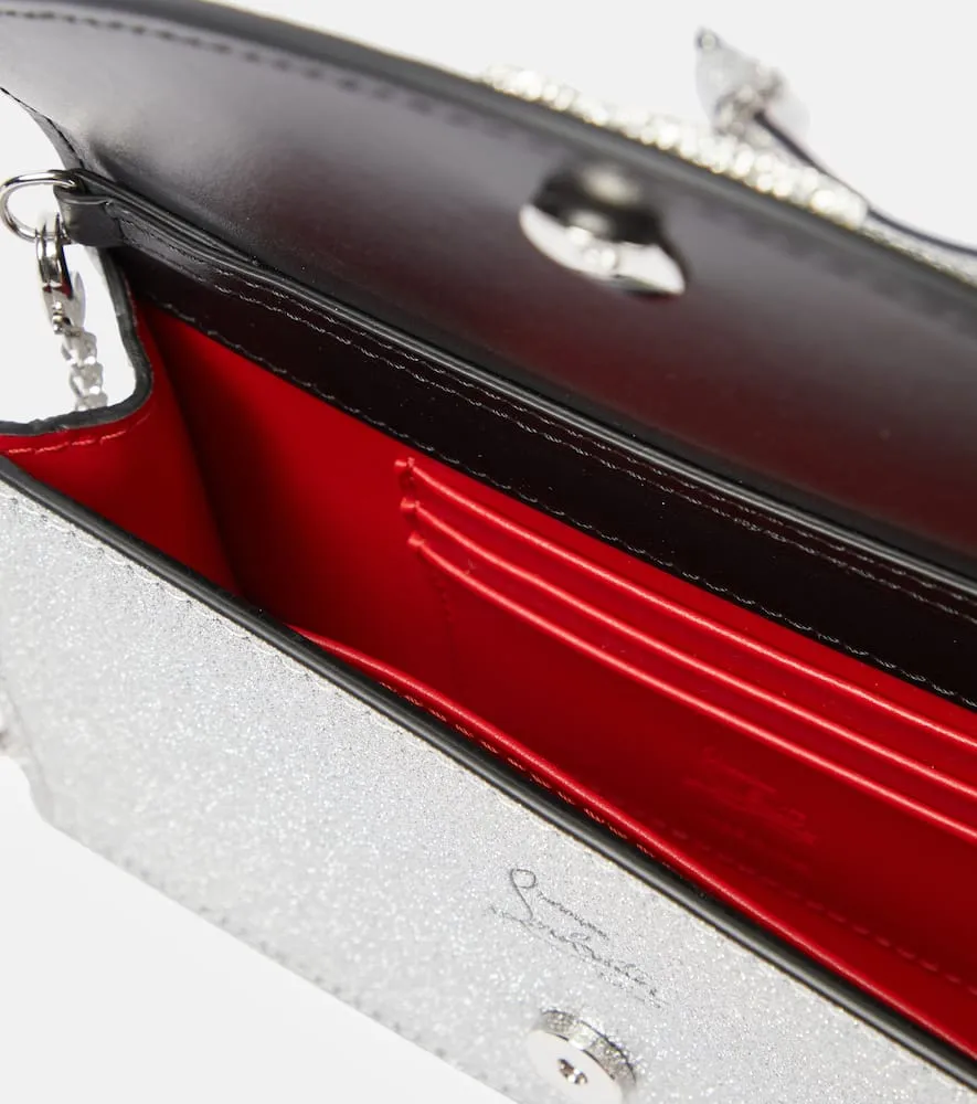 Christian Louboutin Loubi54 glitter leather clutch