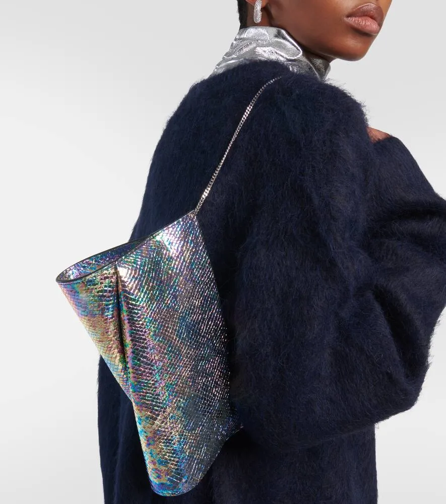 Christian Louboutin Loubitwist snake-effect leather clutch