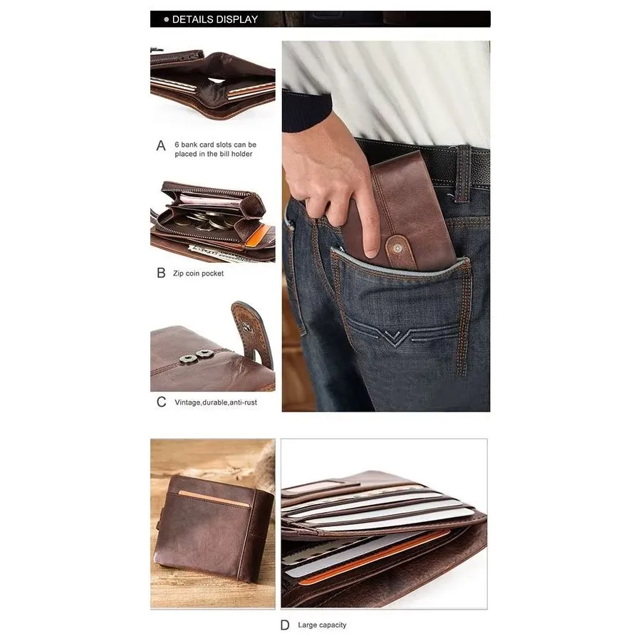 ElegantCow RFID Zipper Classic Clutch Wallet