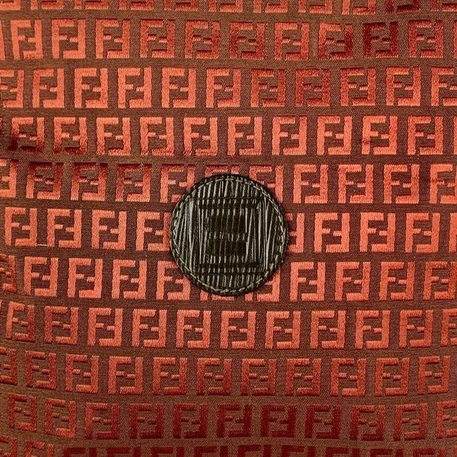 Fendi Zucchino Print Canvasleather Top Handle Porthole Burgundy And Olive Green Leather Coated Canva
