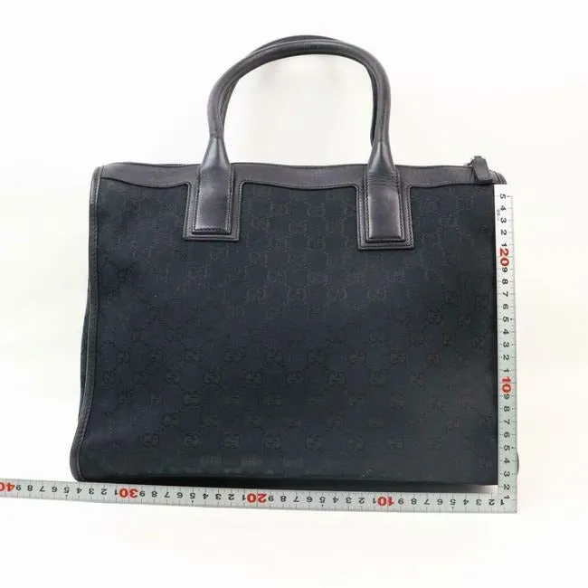 Gucci Satcheltote Black Large G Logo Print Canvas And Black Leather Tote
