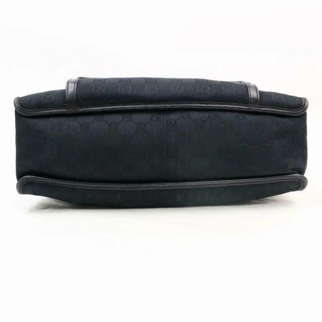 Gucci Satcheltote Black Large G Logo Print Canvas And Black Leather Tote