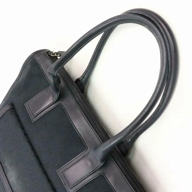 Gucci Satcheltote Black Large G Logo Print Canvas And Black Leather Tote