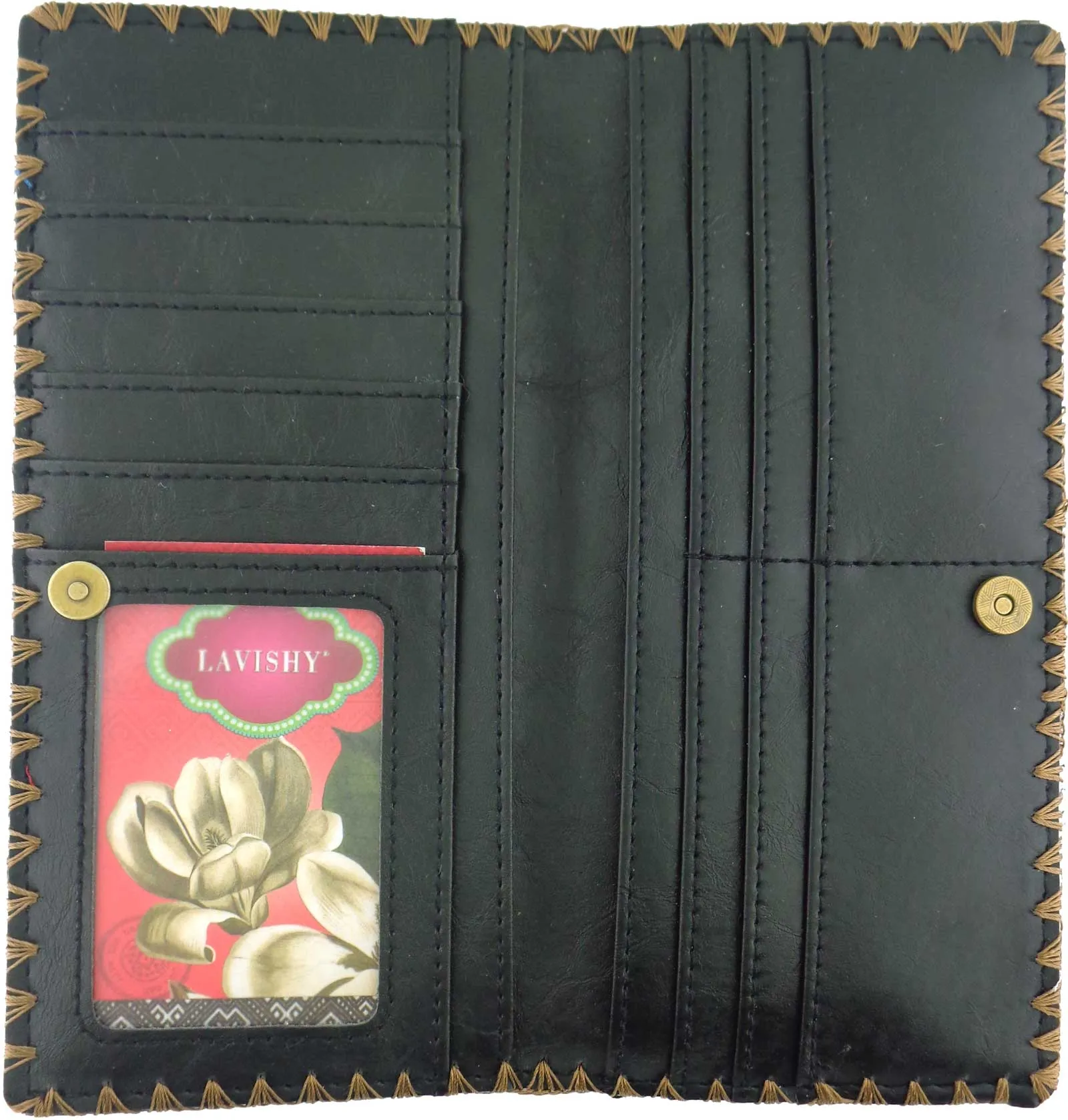 Lavishy Catrina Day Of The Dead sugar skull Embroidered Flat Large Wallet Gift
