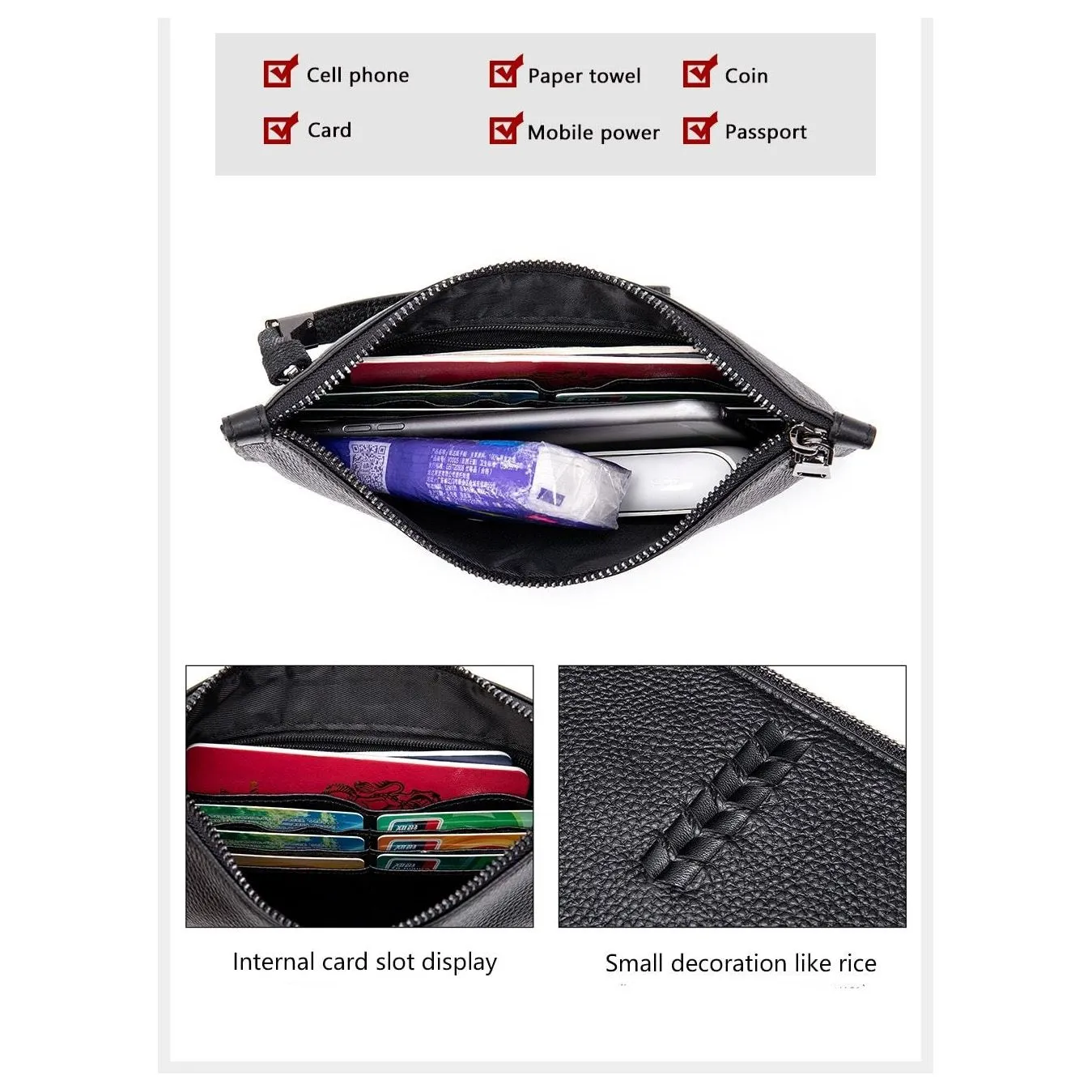 LuxeLeather Ruched Exotic Clutch Wallet