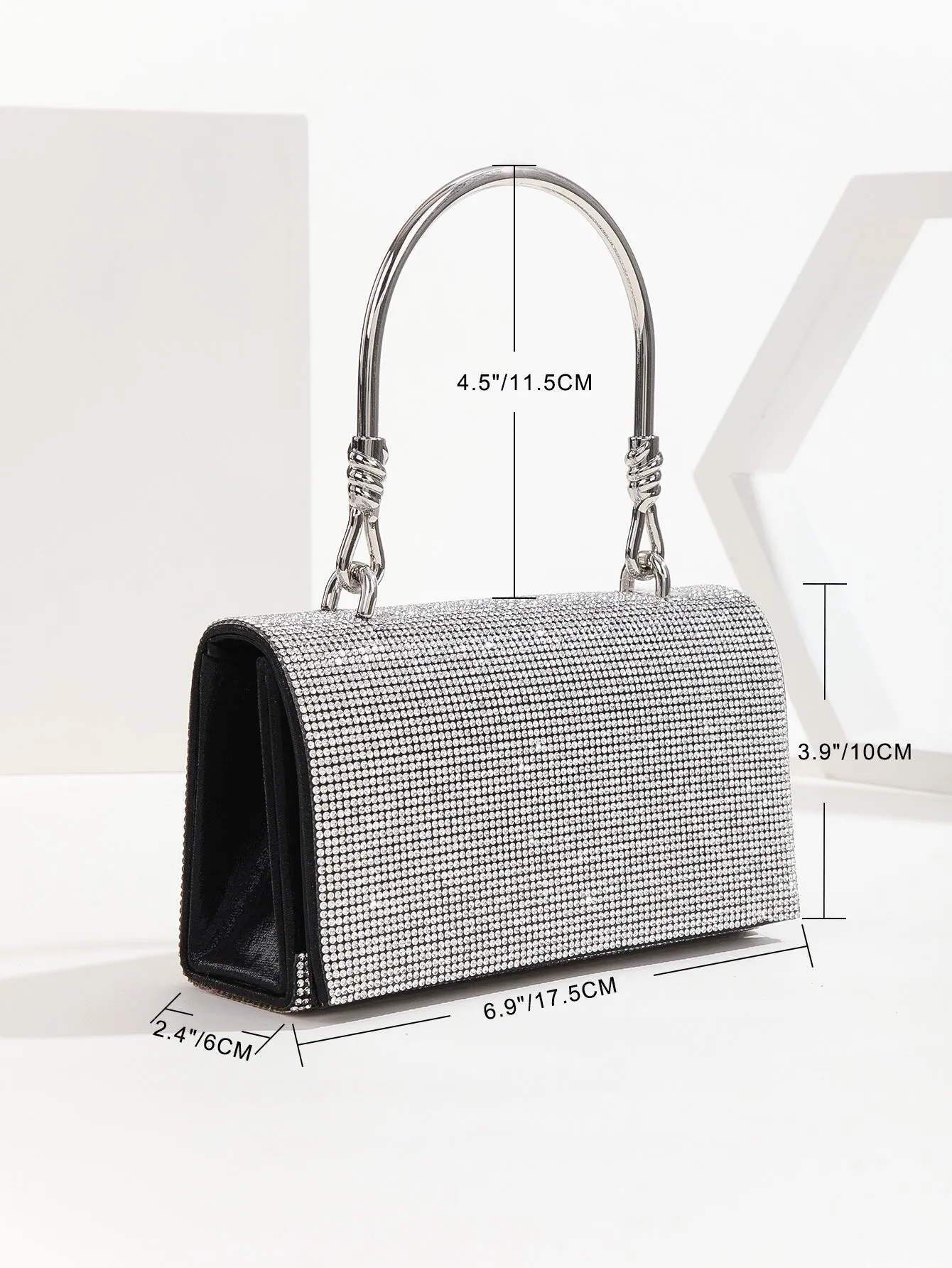 Luxy Moon Square Handle Rhinestone Evening Party Clutch Bag