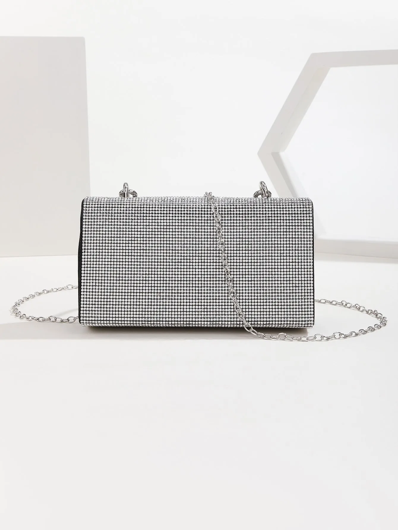 Luxy Moon Square Handle Rhinestone Evening Party Clutch Bag
