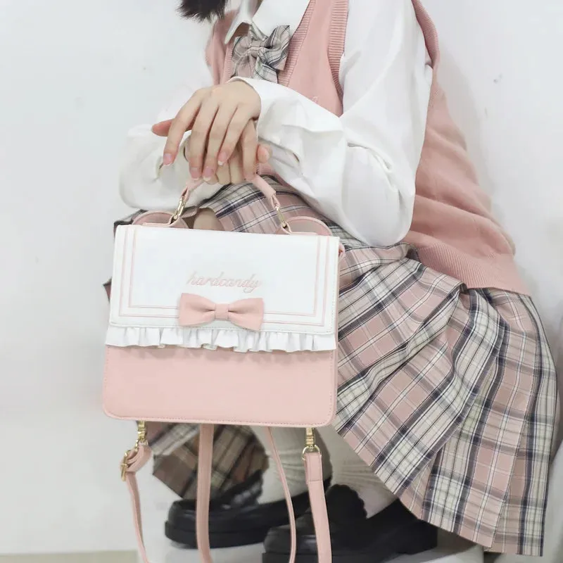 UAKISS  -  Cute Lolita Bag Female Japanese Harajuku Bowknot Crossbody Shoulder Bag Kawaii Girls Backpack Handbags For Women 3 Purpose