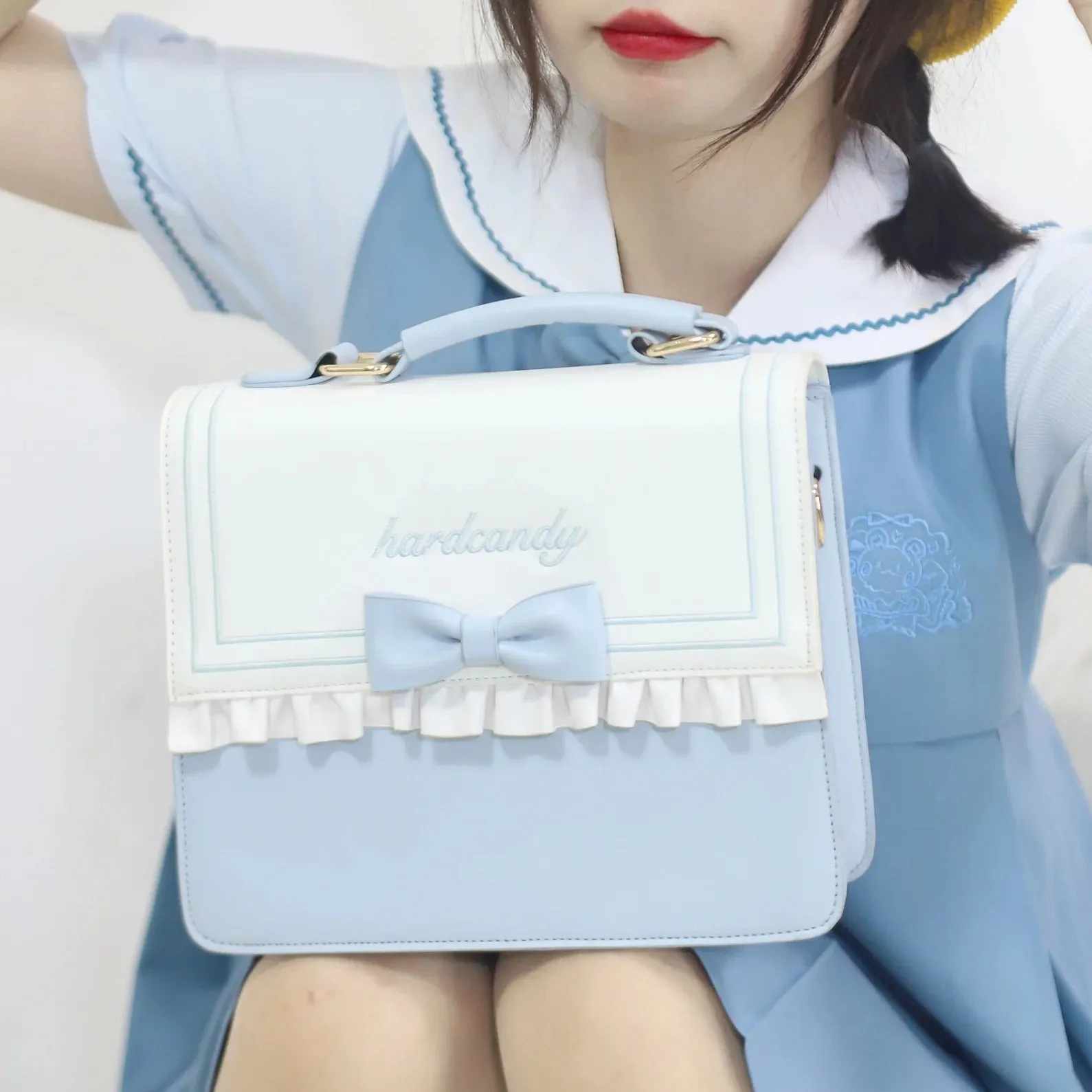 UAKISS  -  Cute Lolita Bag Female Japanese Harajuku Bowknot Crossbody Shoulder Bag Kawaii Girls Backpack Handbags For Women 3 Purpose
