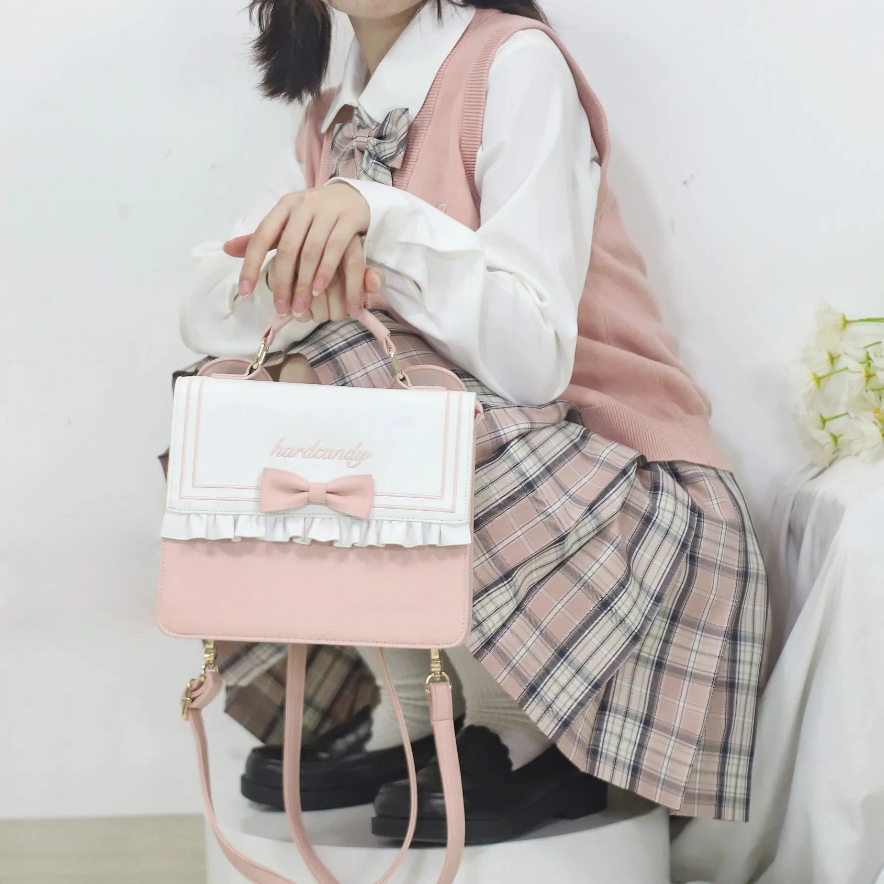 UAKISS  -  Cute Lolita Bag Female Japanese Harajuku Bowknot Crossbody Shoulder Bag Kawaii Girls Backpack Handbags For Women 3 Purpose